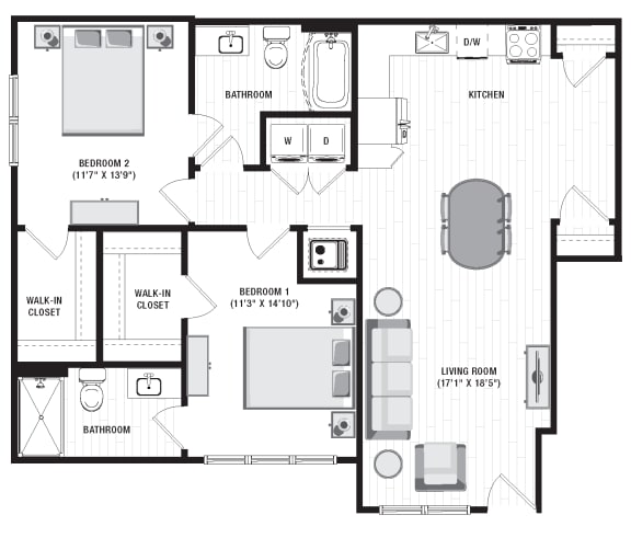 1116 square foot 2 bedroom floor plan 1116 square foot 2 bedroom floor plan at Carmel Vista, McDonough, GA, 30253