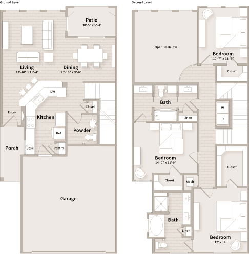 Floor Plan  C4 floorplan which is a 3 bedroom, 2 1/2 bath townhome