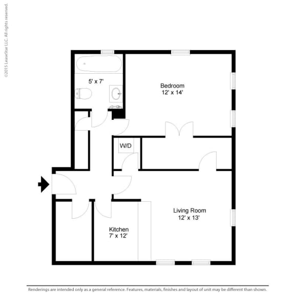 Floor Plan  One Bedroom- 1A