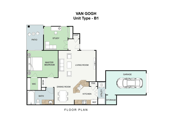 Floor Plan  2 bedroom 1 bathroom Floor plan A at Landing at Round Rock, Round Rock, TX, 78681