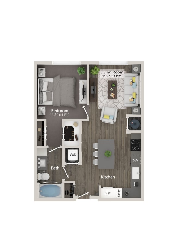 A1 1 bed 1 bath Floorplan  at Allure on the Parkway, Lake Mary, 32746