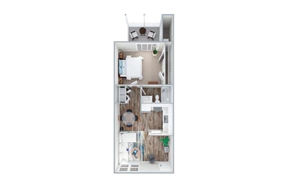 635 Square-Foot A1B Floor Plan at Indigo Apartments, Morrisville, NC