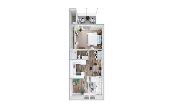 700 Square-Foot A1C Floor Plan at Indigo Apartments, Morrisville, 27560