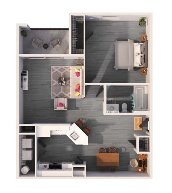 818 Square-Feet The Carolina Floor Plan at Summermill at Falls River Apartments