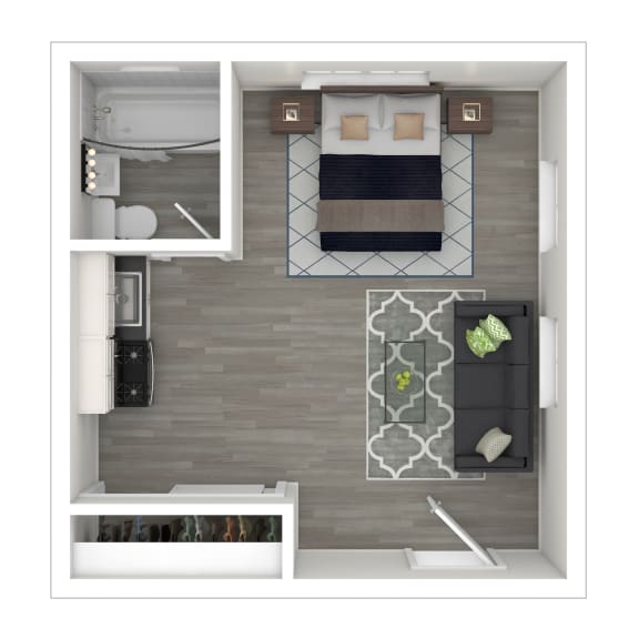 Floor Plan  3D - Bachelor Furnished layout