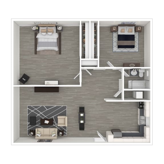 Floor Plan  3D - 2 Bedroom Floor plan