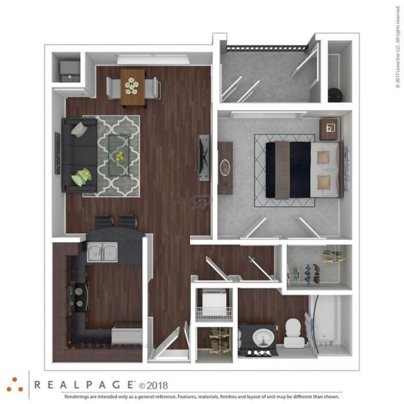 1 Bedroom 1 Bathroom floor plan at The Life at Sterling Woods, Houston, 77017