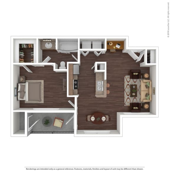 Floor Plan  1 bedroom 1 bathroom floor plan A at The Life at Brighton Estates, Texas, 77060