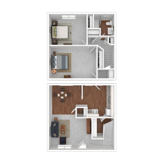 2 bedroom 1.5 bathroom floor plan at The Life at Green Arbor, Columbus, OH