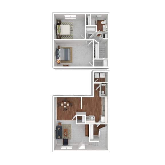 2 bedroom 1.5 bathroom floor plan a at The Life at Green Arbor, Columbus, 43217