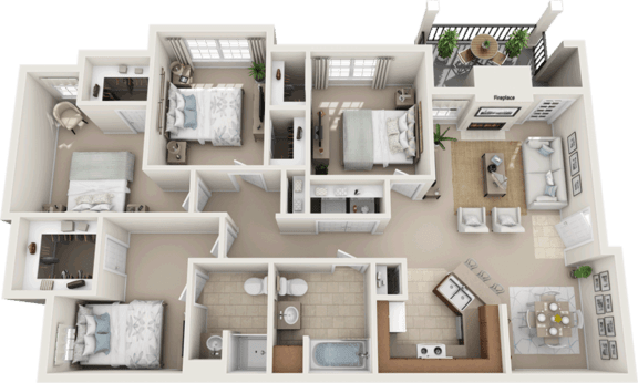 4 Bedroom 2 Bathroom floor plan 4 Bedroom 2 Bathroom floor plan at The Life at Westland Estates, Texas, 76108