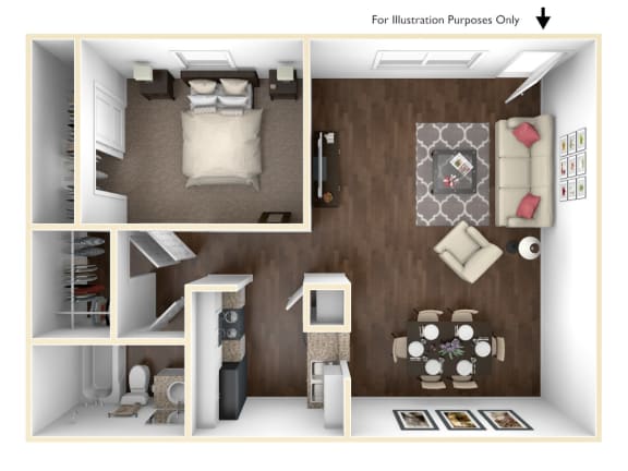 Beverly Palms - 1 Bedroom 1 Bathroom floor plan Beverly Palms - 1 Bedroom 1 Bathroom floor plan at The Life at Beverly Palms, Texas