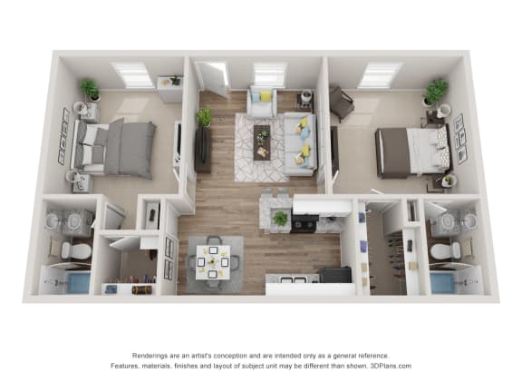 Floor Plan  2 Bedroom, 2 Bathroom Floor Plan at The Life at Forest View, Texas