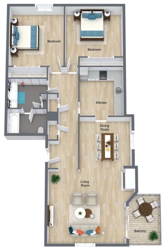 2 Bedroom 1 Bathroom floor plan 2 Bedroom 1 Bathroom floor plan at The Life at Legacy Fountains, Missouri, 64131