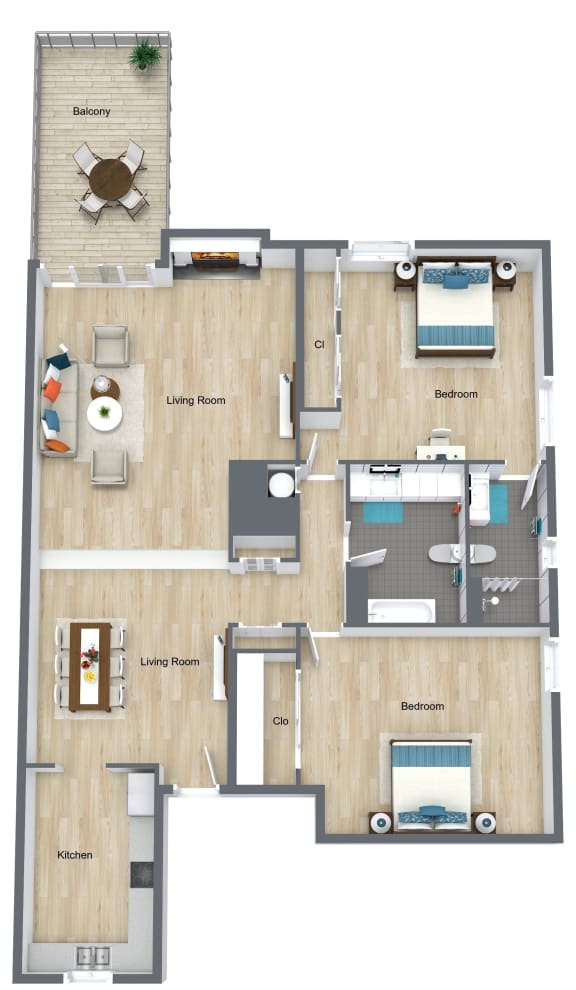 2 Bedroom 2 Bathroom B floor plan 2 Bedroom 2 Bathroom B floor plan at The Life at Legacy Fountains, Missouri, 64131