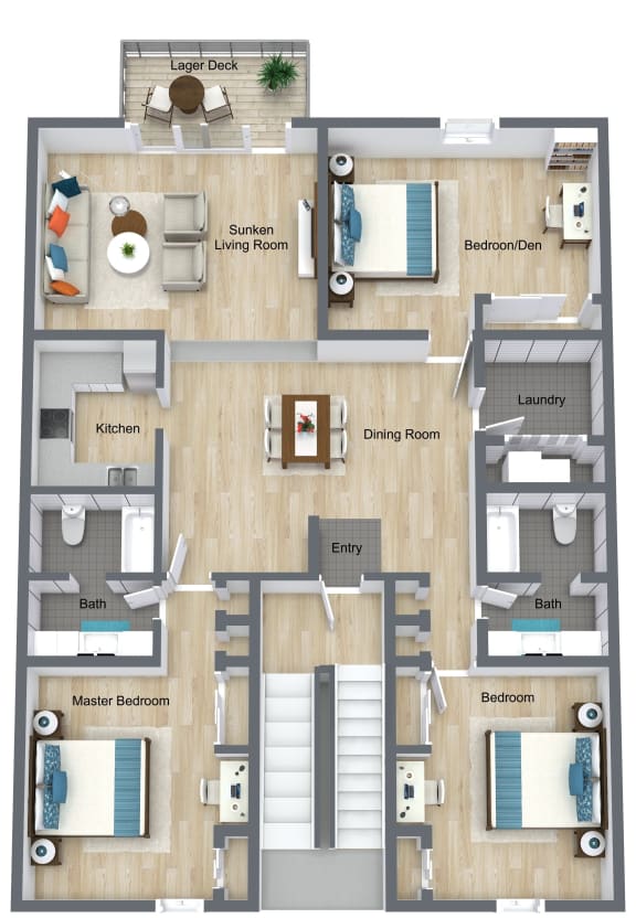 3 Bedroom 2 Bathroom floor plan 3 Bedroom 2 Bathroom floor plan at The Life at Legacy Fountains, Kansas City, MO, 64131