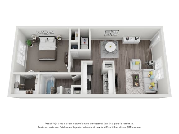 Floor Plan  1 bedroom, 1 bathroom at The Life at Park View, Texas, 77502