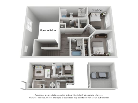 Floor Plan  3 bedroom, 3 bathroom, 1,340 sqft