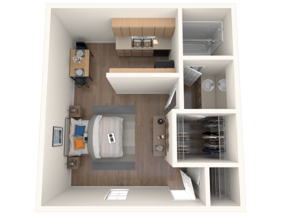 Studio Floor Plan at Ascent 1829 apartment building in East Phoenix, AZ