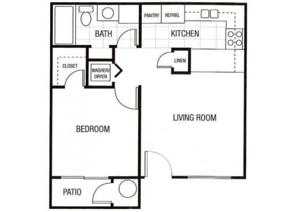 Floor Plan  1 bedroom 1 bathroom at Sunset Landing Apartments in Glendale, AZ