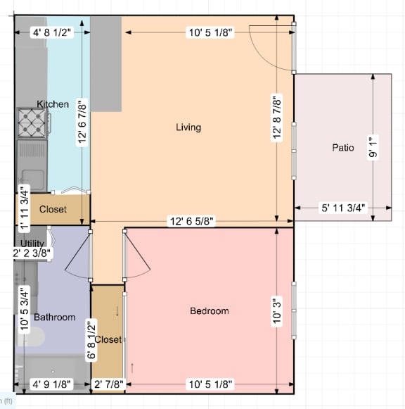 Floor Plan  1 Bedroom 1 Bathroom at La Lomita Apartments in Tucson AZ