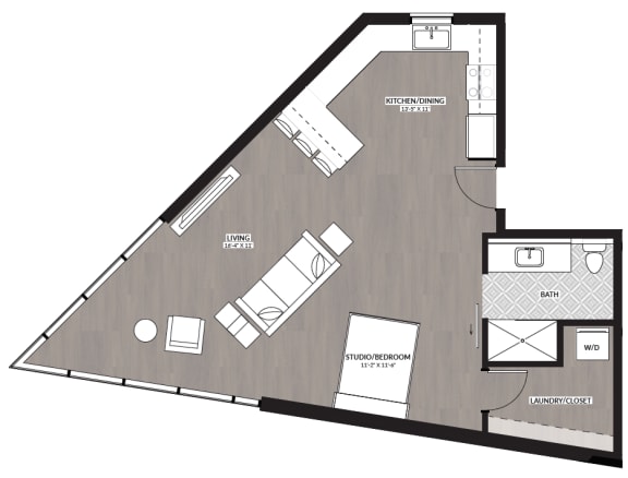 Floor Plan  1 bedroom floor plan image at RendezVous Urban Apartments in Tucson AZ