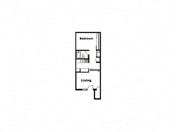Floor Plan  1 bedroom 1 bathroom 536 square foot floor plan at Casa Bella Apartments in Tucson, AZ