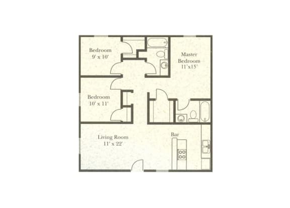 Floor Plan  3 bedroom 2 bathroom floor plan at Wellington Estates in San Antonio, TX