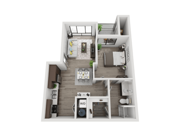 Floor Plan  One bedroom floor plan image at Pinon Lofts Apartments in Sedona AZ