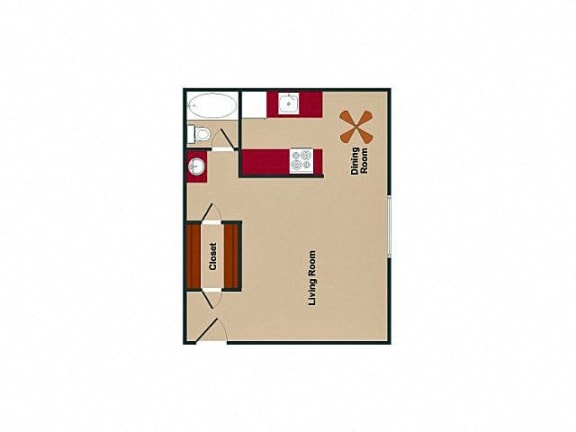 Floor Plan  Studio floor plan at Metro Apartments in Phoenix, AZ