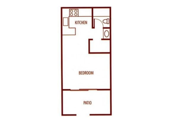 Floor Plan  Studio floor plan at SunVilla Resort Apartments in Mesa, AZ