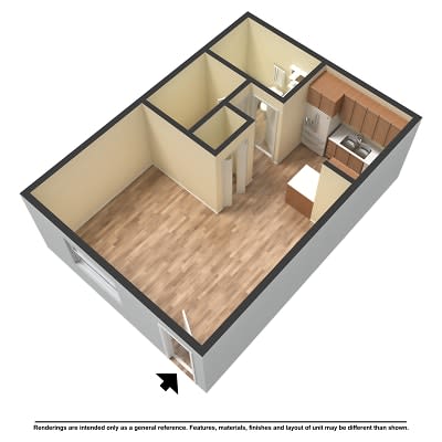 Floor Plan  Studio floorplan at The Gradely Apartments in Albuquerque NM