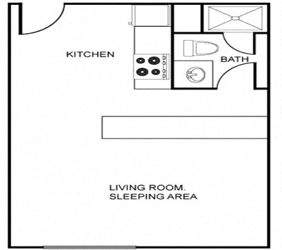 Floor Plan  Studio floor plan image at Regency Apartments in Tempe AZ