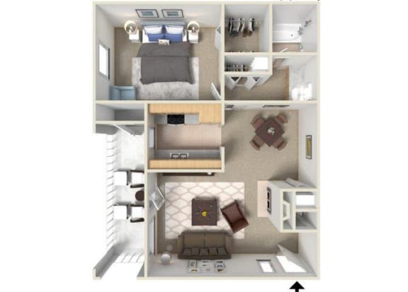 Floor Plan  Sunrise Ridge 1 bedroom 1 bathroom apartments for rent floor plan Tucson, AZ