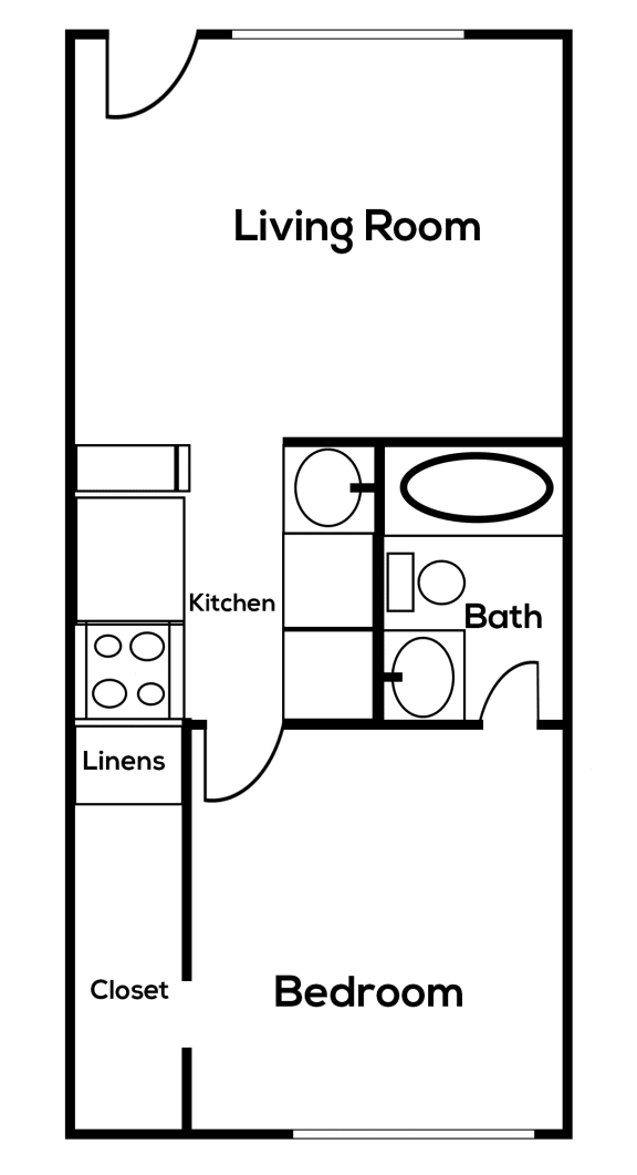 Floor Plan  1 bedroom 1 bathroom at Zona Village in Tucson Arizona