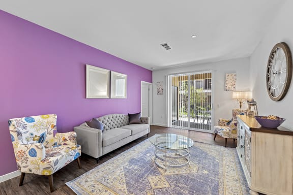 Living Room With Expansive Window at LEVANTE APARTMENT HOMES, California, 92335
