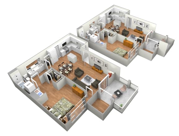 Avila 1 Bedroom 1 Bathroom Floor Plan 744 Sq.Ft. at Levante Apartment Homes, California