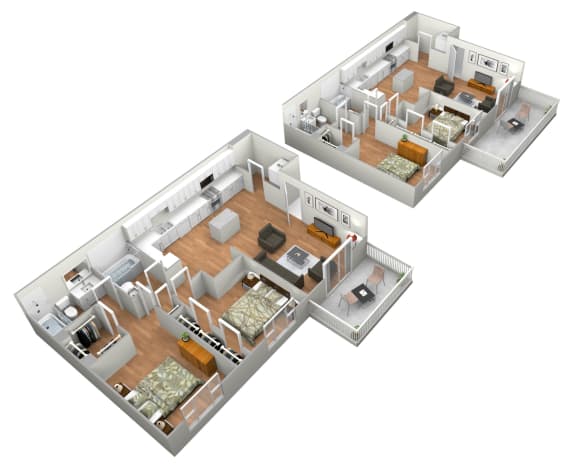 Cadiz 2 Bedroom 2 Bathroom Floor Plan 946 Sq.Ft. at Levante Apartment Homes, Fontana, California