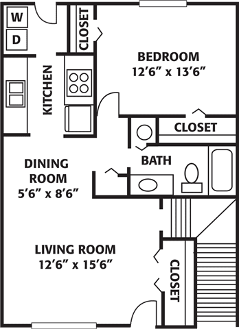 Floor Plan  One Bedroom Weatherly