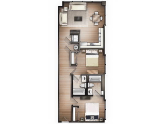 2 bedroom 2 bathroom H Carmichael New Construction Floor Plan Floor Plan 2 bedroom 2 bathroom HCarmichael New Construction Floor Plan at The Tower Apartments, Tuscaloosa, AL, 35401
