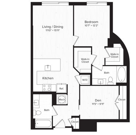 Floor Plan  B01  One Bedroom Den