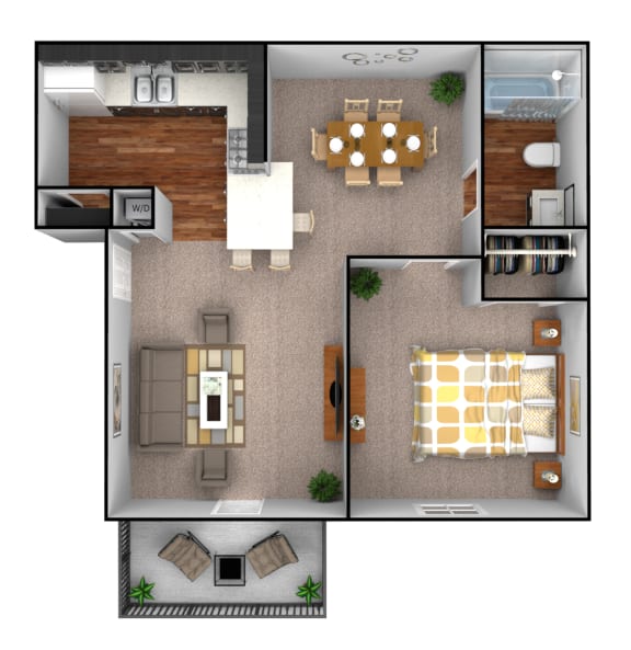 Floor Plan  1-Bedroom floor plan at Triangle Park Apartments, Durham