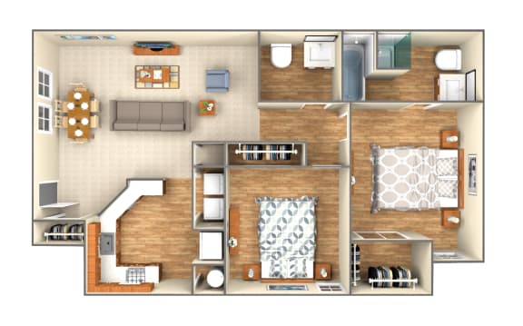 Floor Plan  2-Bedroom floor plan at Douglas Landing Apartment Homes, Austin