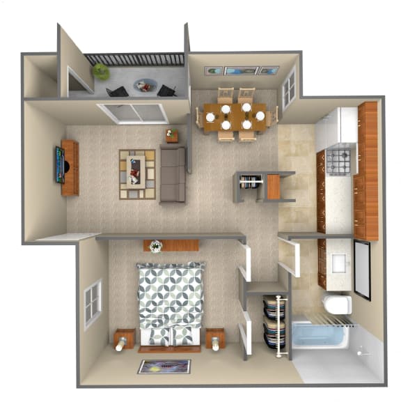 Floor Plan  A1 floor plan at Shorewind Apartments, Chicago, Illinois