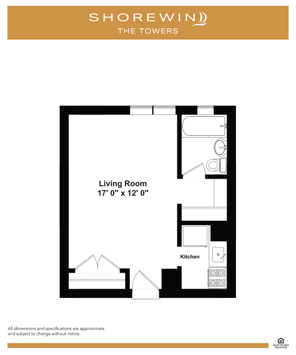 S1 floor plan at Shorewind Apartments, Chicago