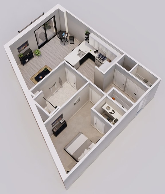 Floor Plan  Lincoln Style F - 1 bed, 1 bath - 3D floor plan