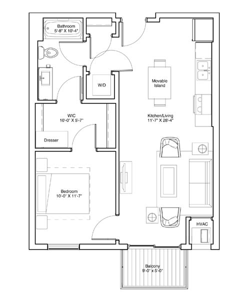 Vintage on Selby | Doris | One Bedroom Apartment Floorplan
