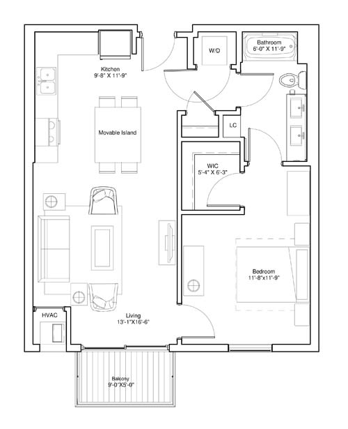Vintage on Selby | Audrey | One Bedroom Apartment Floorplan