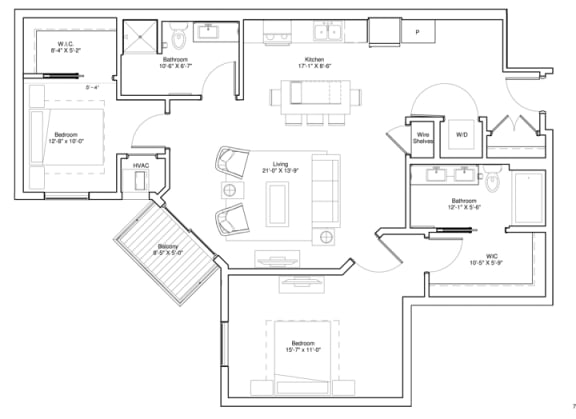 Vintage on Selby | Wayne | Two Bedroom Apartment Floorplan