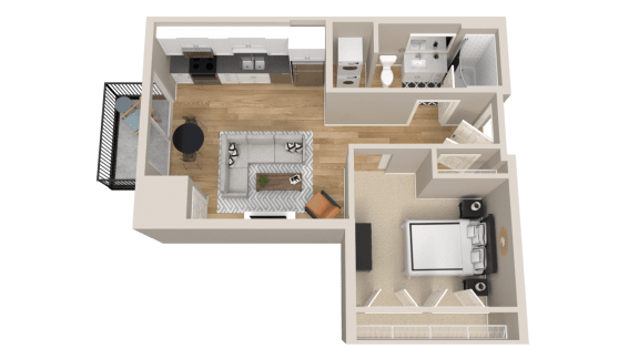 Floor Plan  Vintage on Selby | Grace | One Bedroom Apartment 3D Floorplan
